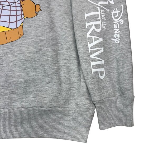 Disney Lady and the Tramp Graphic Heather Gray Crew Neck Pullover Adult size XL - Picture 4 of 9